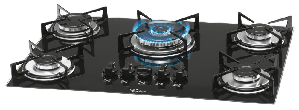 Imagem 1 do produto Cooktop a Gás Fischer 5 Bocas Preto