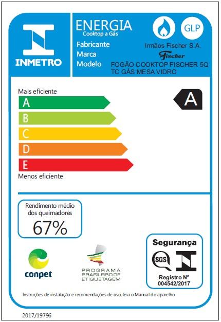 Imagem 2 do produto Cooktop a Gás Fischer 5 Bocas Preto