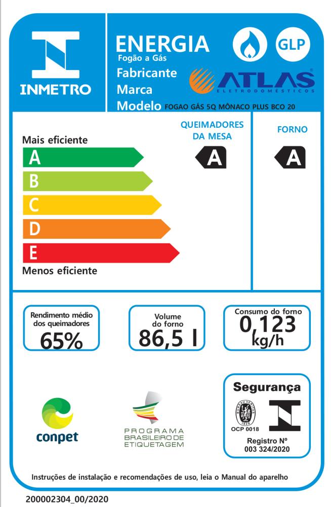 Imagem 4 do produto Fogão a Gás 5 Bocas Atlas Mônaco Plus Branco