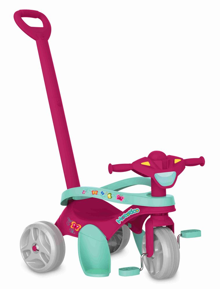 Imagem 1 do produto Triciclo Bandeirantes Mototico com Empurrador 693 Rosa/Verde