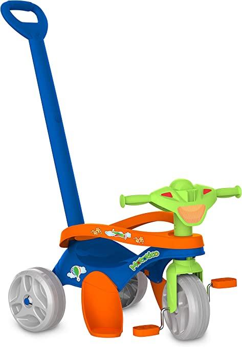 Imagem 1 do produto Triciclo Bandeirantes Mototico com Empurrador Azul/Laranja