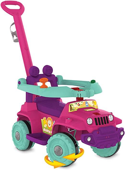 Imagem 1 do produto Quadriciclo Bandeirantes Baby Jipe Andador com Empurrador Rosa