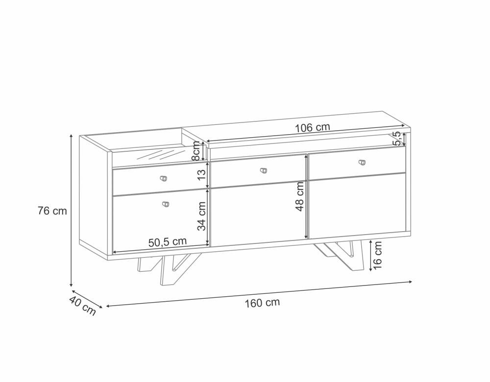 Imagem 4 do produto Balcão Buffet HB Móveis Sollare 2 Portas Nature/Preto