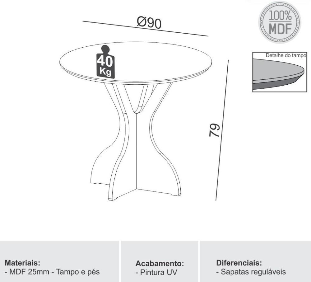 Imagem 2 do produto Mesa Dalla Costa Charme Nogueira