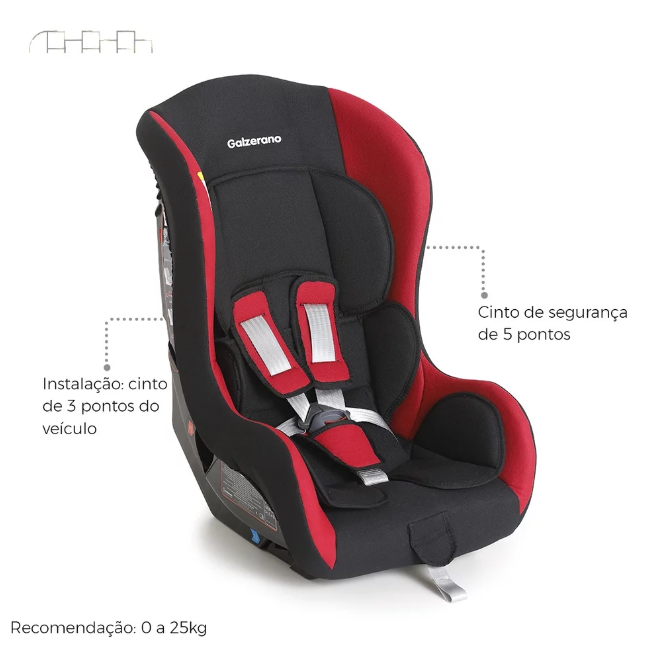 Imagem 4 do produto Cadeirinha para Automóvel Galzerano Maximus Preto/Vermelho