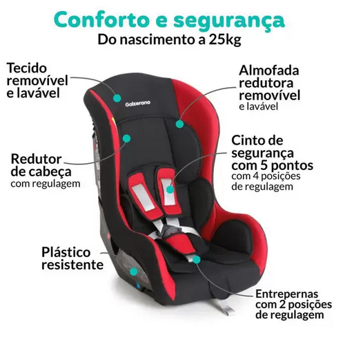 Última imagem em  miniatura do produto Cadeirinha para Automóvel Galzerano Maximus Preto/Vermelho