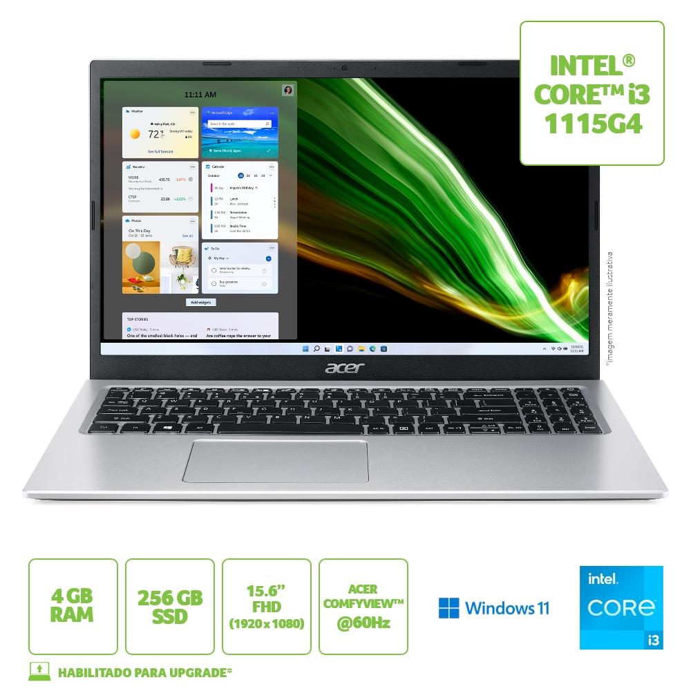 Última imagem em  miniatura do produto Notebook Acer 15.6″ Intel Core i3 4GB 256GB SSD Prata