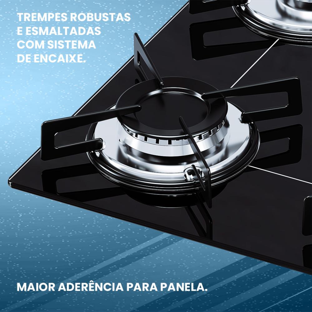 Imagem 2 do produto Cooktop Chamalux 4 Bocas a Gás Preto