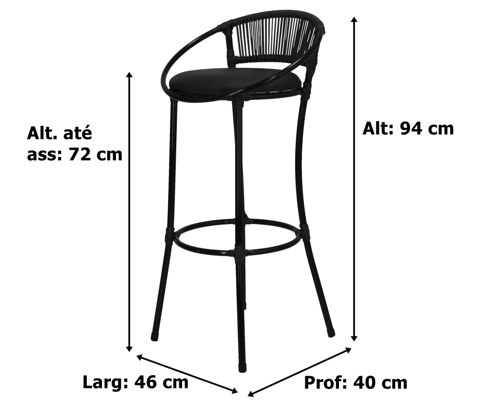 Imagem 4 do produto Banqueta Alta Famais Havaí Preto