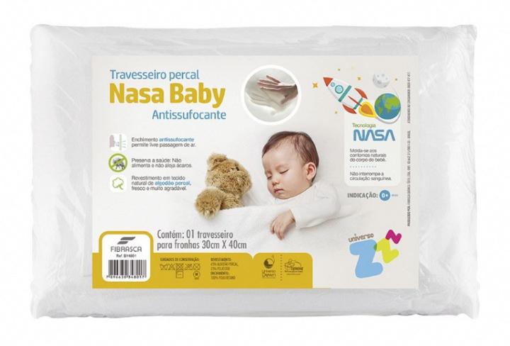 Imagem 1 do produto Travesseiro 30x40cm Fibrasca Nasa Baby Percal