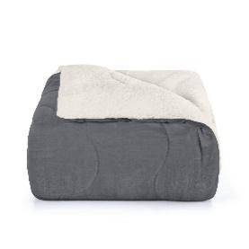 Imagem 1 do produto Edredom Plush Sherpa Casal Liso Ardósia