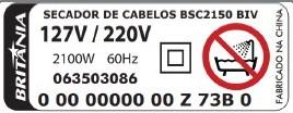 Última imagem em  miniatura do produto Secador de Cabelos Britânia BSC2150 2100W Preto Bivolt