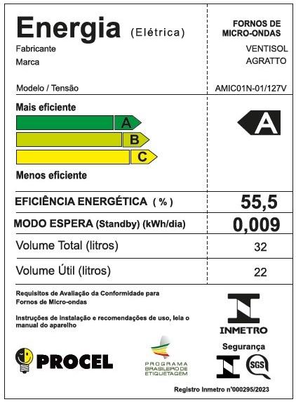 Última imagem em  miniatura do produto Micro-Ondas Agratto AMIC01N-01 32 Litros Preto 110V