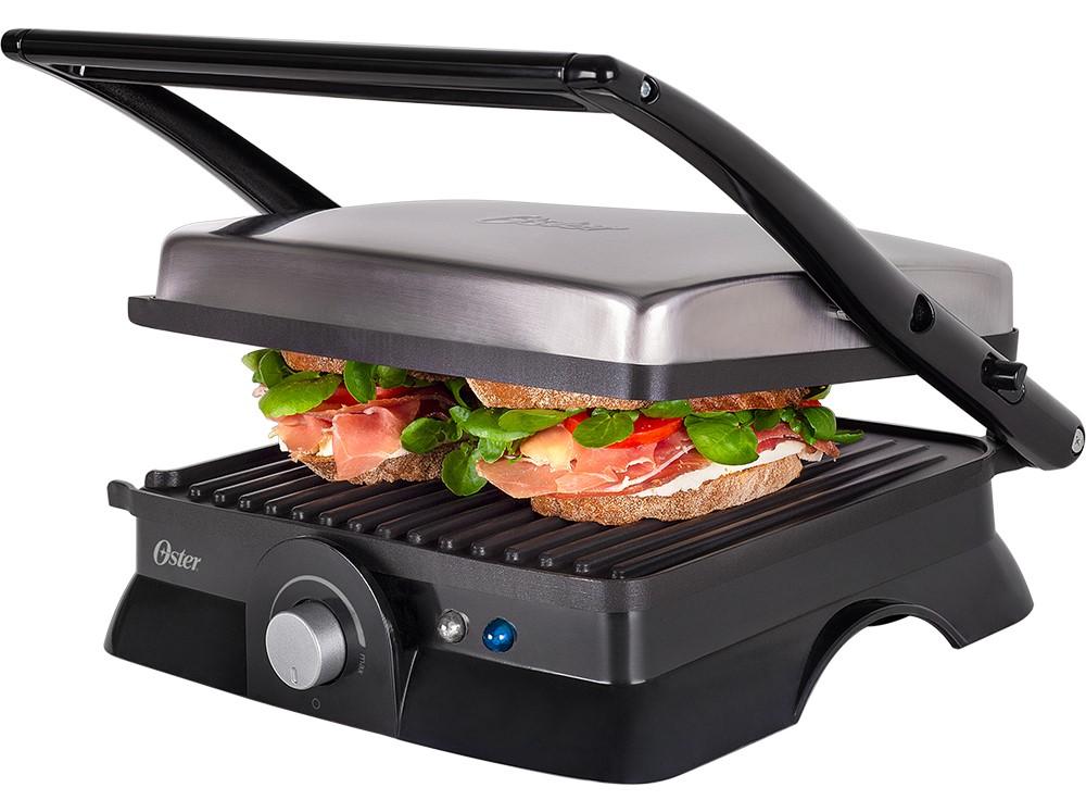 Imagem 2 do produto Grill Sanduicheira Oster OGRL610 1200W Inox/Preto 110V