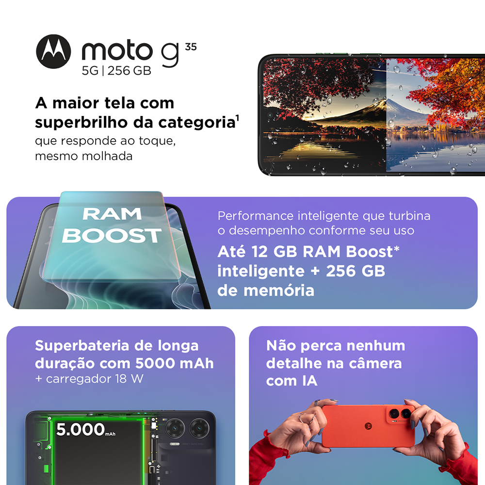 Imagem 4 do produto Smartphone Motorola Moto G35 256GB 6.7″ Cinza