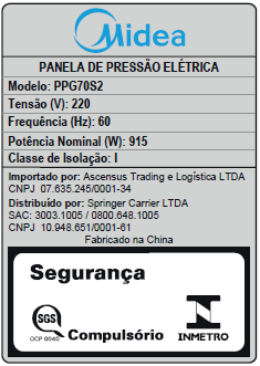 Última imagem em  miniatura do produto Panela Elétrica de Pressão Midea PPG70S2 6 Litros Inox 220V