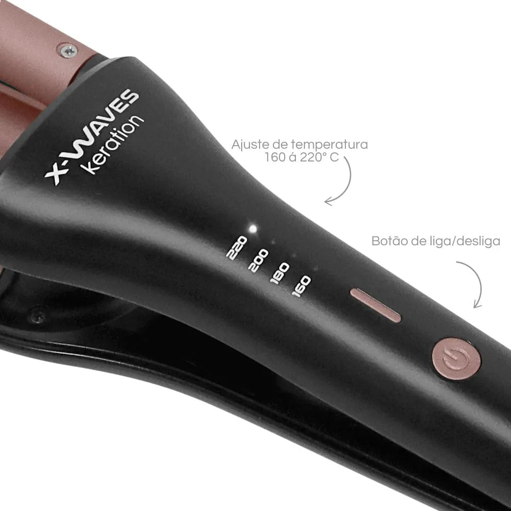 Imagem 4 do produto Modelador de Ondas Gama X-Waves Keration Rosé/Preto Bivolt