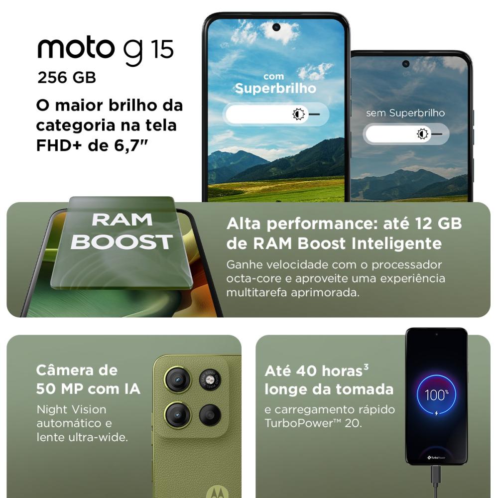 Imagem 4 do produto Smartphone Motorola Moto G15 256GB 6.7″ Grafite